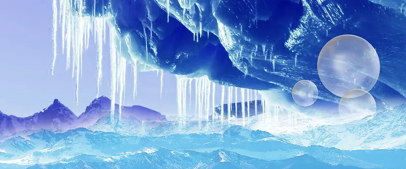 蓝色海洋冰山背景