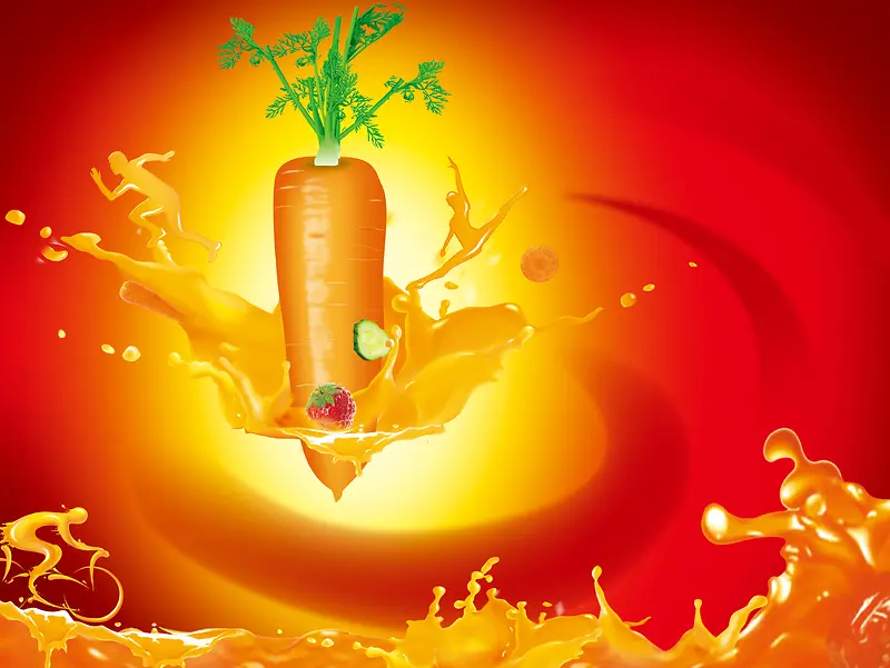 胡萝卜汁饮料海报背景素材