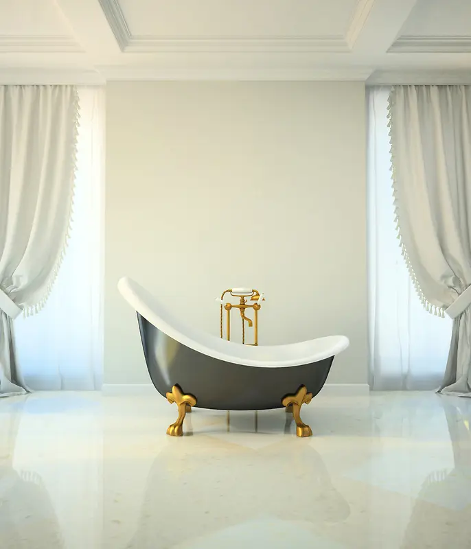 欧式时尚浴室浴缸背景