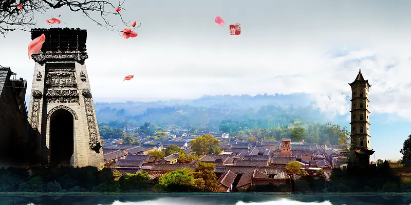 美景古城旅游海报