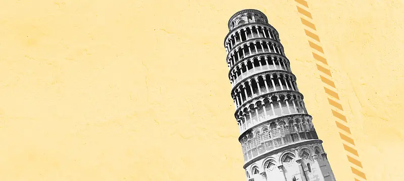 旅游手绘意大利比萨斜塔建筑背景