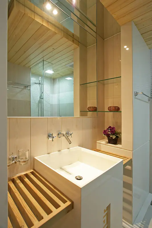 日式浴室洗手台背景