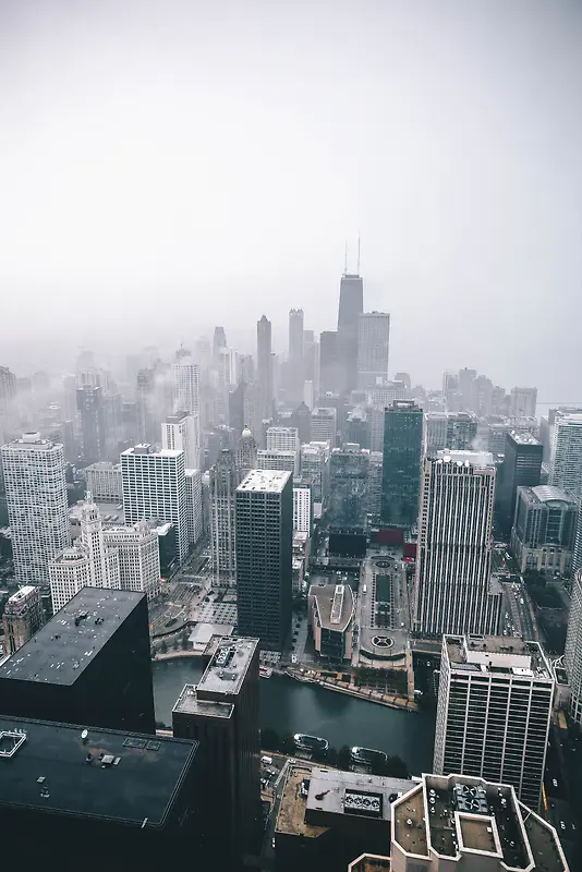 都市建筑雾霾背景素材