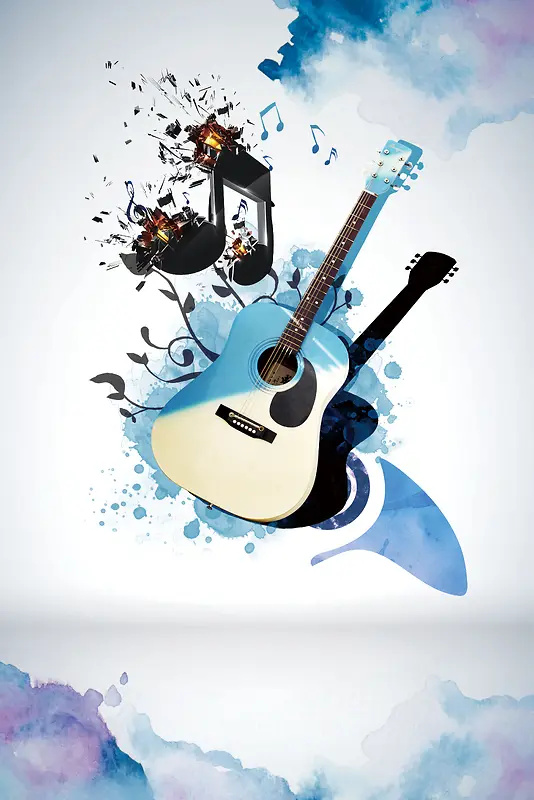 创意炫酷吉他培训招生海报背景素材