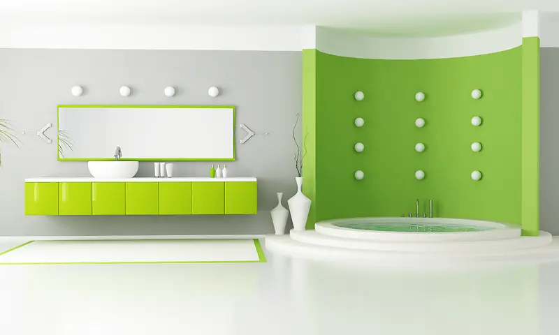 绿色小清新浴室浴缸背景