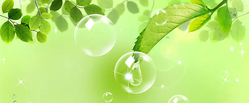 绿色树叶气泡背景