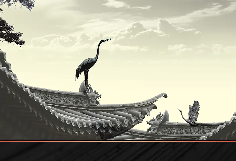 中国风传统建筑屋檐背景素材