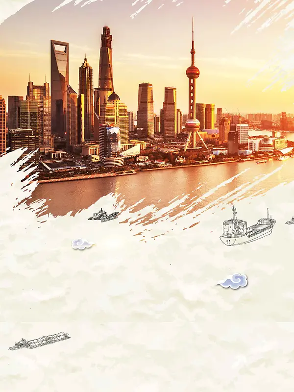 上海旅游海报设计背景模板