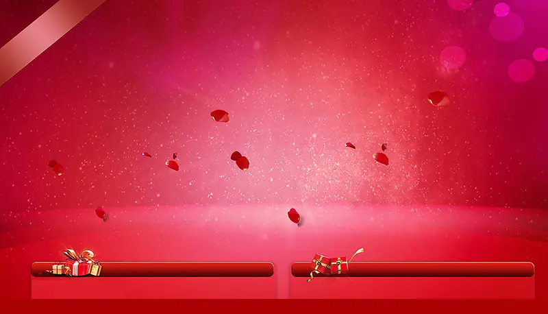 红色花瓣梦幻浪漫展板背景素材