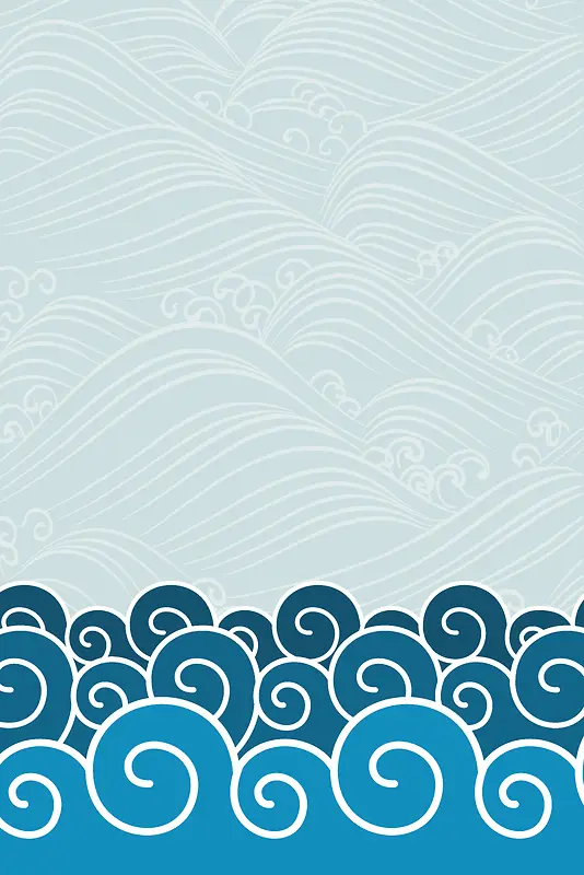 蓝色扁平海浪背景素材