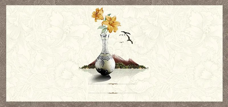百合花瓶背景图