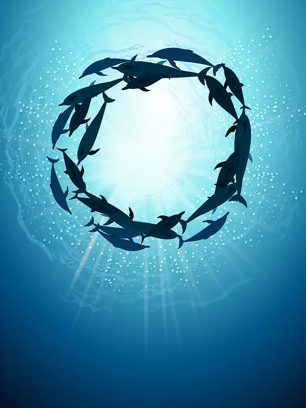 蓝色海洋鱼群世界海洋日背景素材