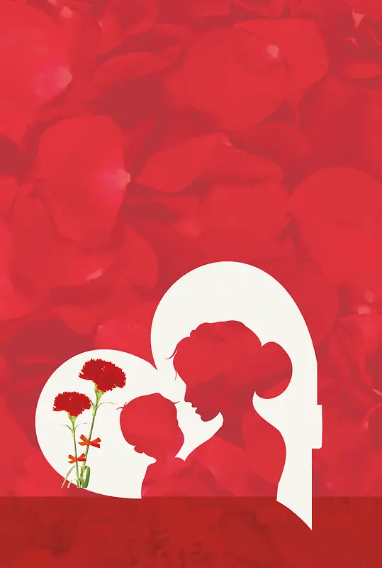 红色温馨花瓣母爱母亲节背景素材