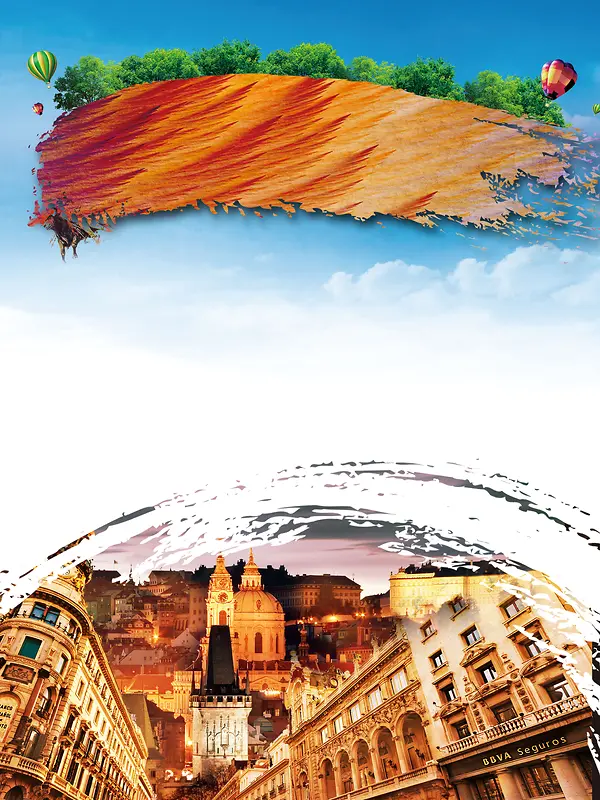 浪漫风情美景西班牙旅游海报背景素材