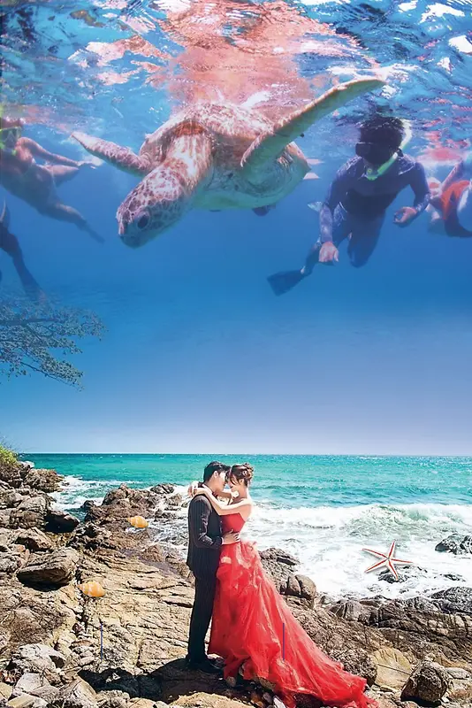 普吉岛旅游蜜月海报背景素材