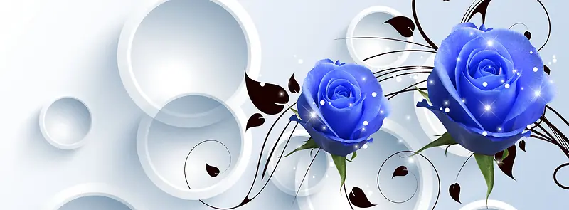 立体蓝玫瑰背景图
