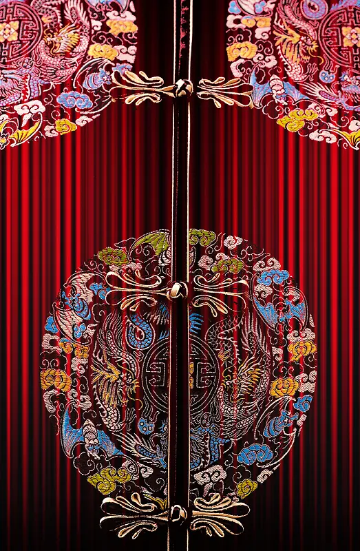 中国风红色锦绣刺绣背景素材