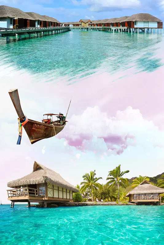 泰国旅游风光普吉岛旅游海报背景素材