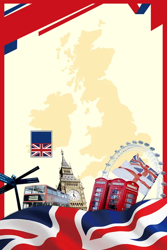英国地标旅游广告模板海报背景素材