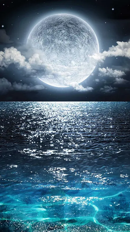 海面上的月亮H5素材背景