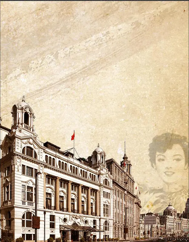 复古老上海创意旅游海报背景