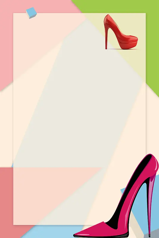 彩色几何高跟鞋夏季促销宣传海报背景素材