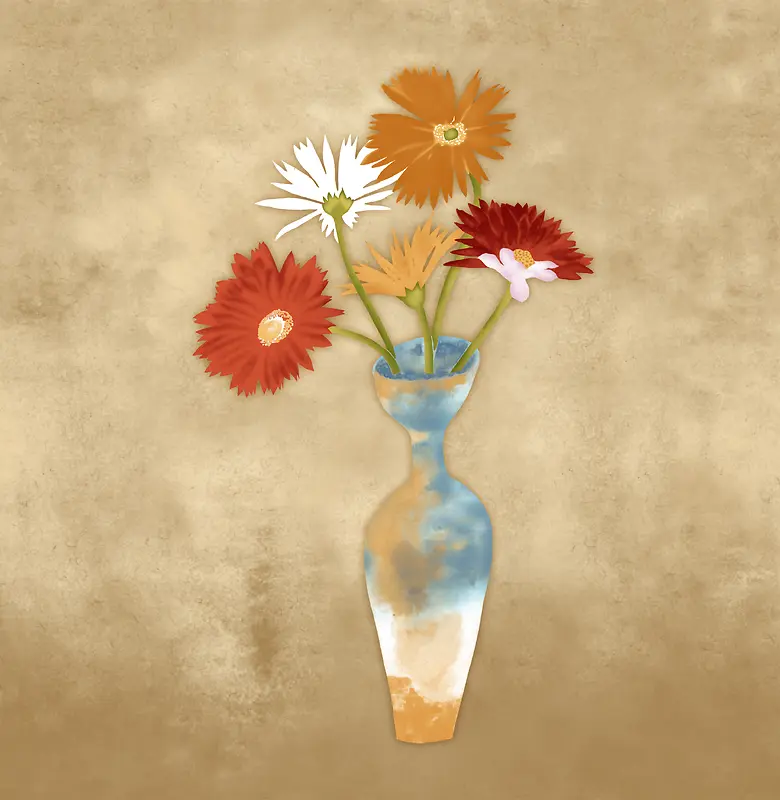 油画质感花瓶海报背景素材
