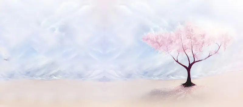 卡通浪漫心型小树背景banner