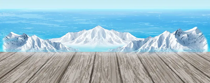 蓝色雪山冰川立体木板展台背景