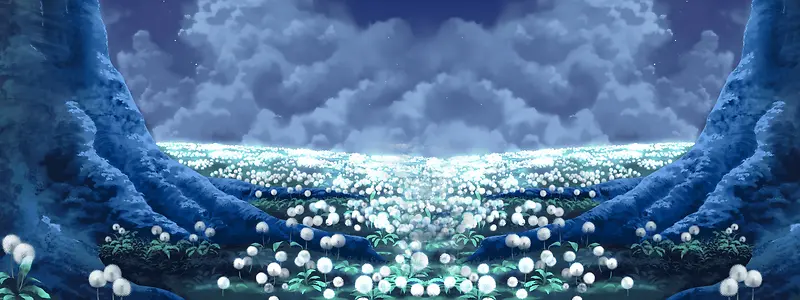 动漫卡通花的海洋背景banner
