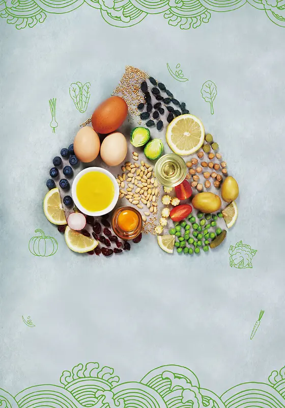 食疗养生健康饮食生活宣传海报背景素材