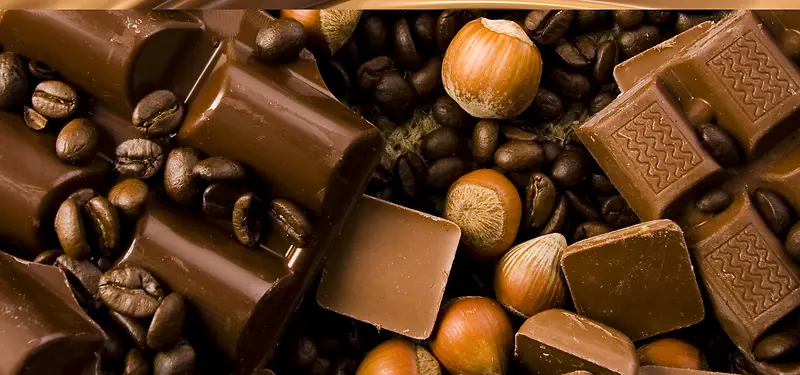 巧克力 咖啡豆 榛子背景图片