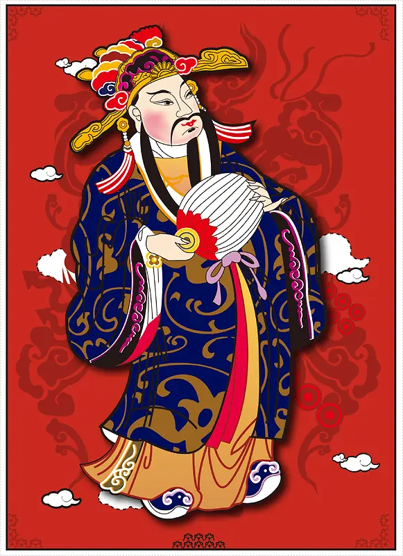 中国传统神话人物财神爷背景素材