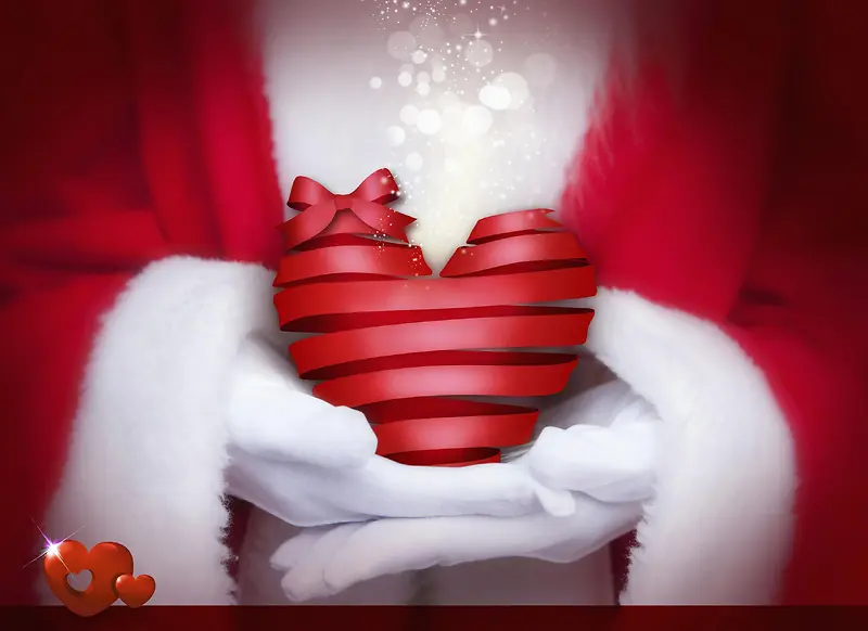 红色圣诞老人圣诞礼物海报背景