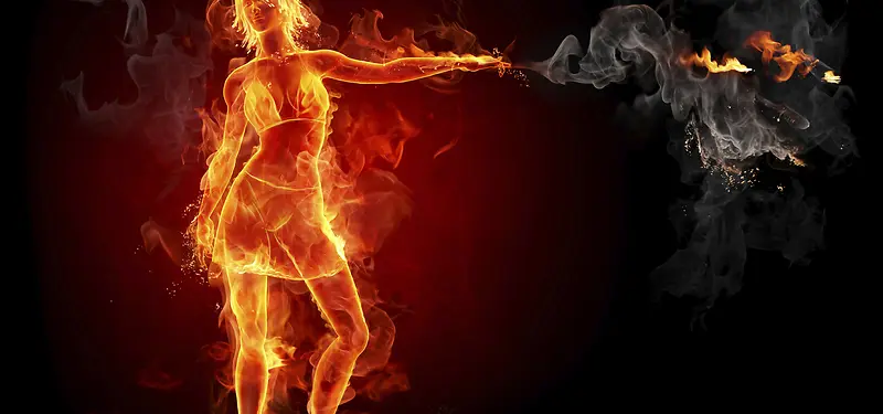 女性火焰身体背景