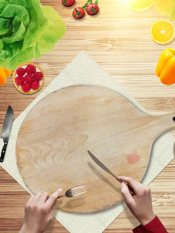 创意广告美食食物菜花用餐餐具背景素材