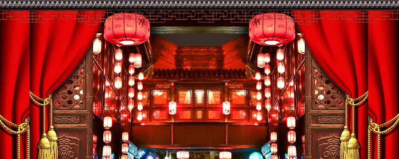 中国风红色新年古典背景素材