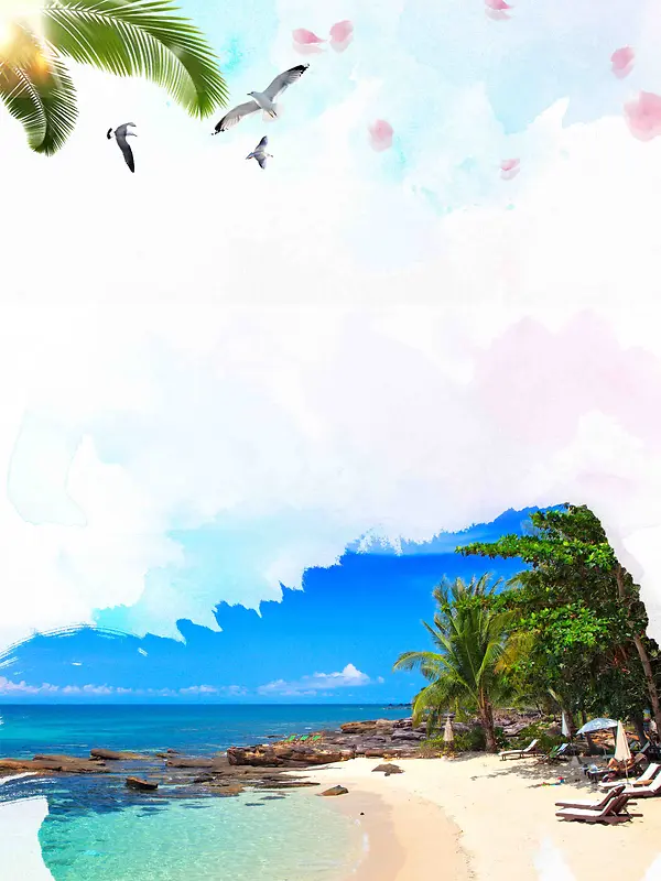 海南岛旅游海报背景模板