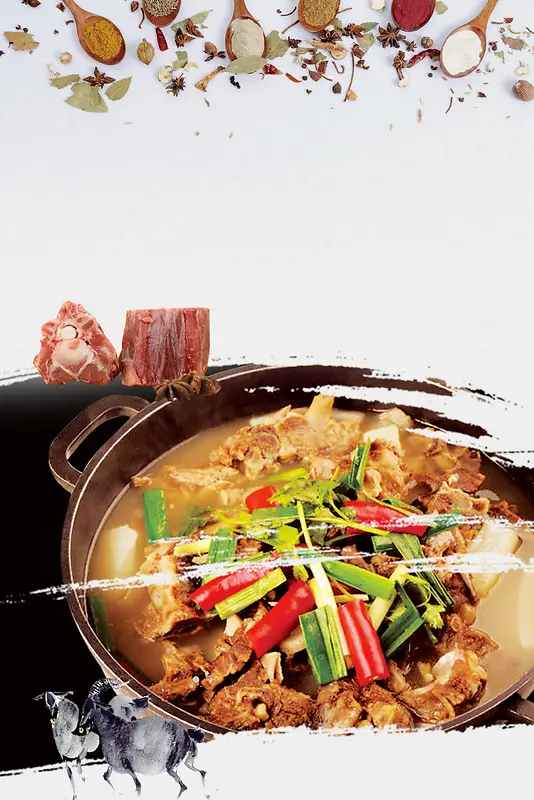 中华美食美味羊蝎子