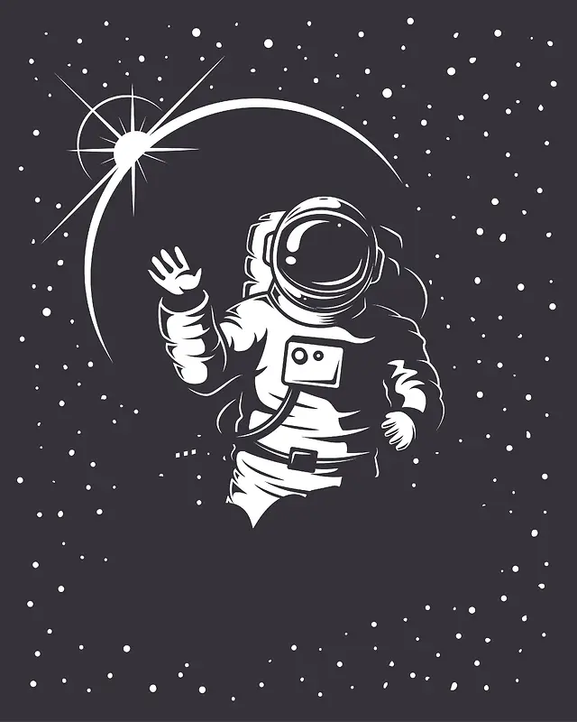 宇航员宇宙星球黑色背景素材