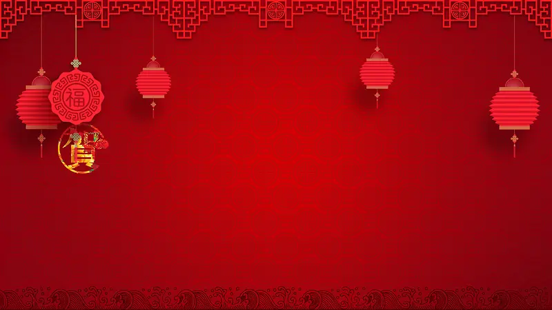 大红新年快乐海报背景模板