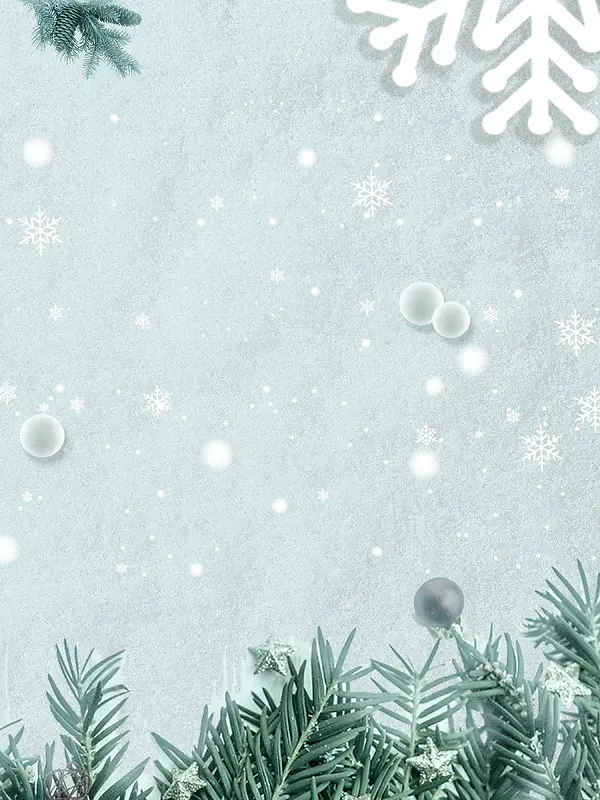 圣诞节绿色卡通促销雪花背景