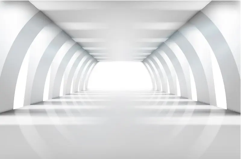 白色圆弧形走廊背景素材