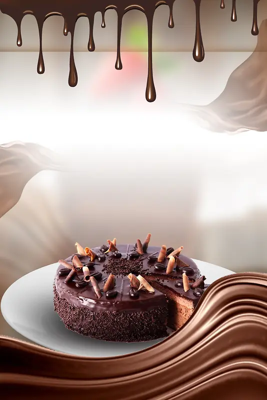 巧克力丝滑蛋糕新品宣传海报背景素材