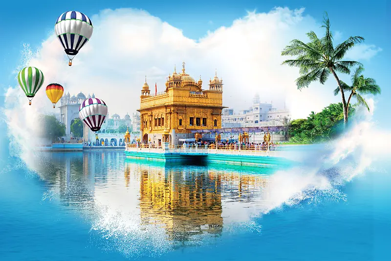 蓝色大气美丽泰国旅游海报背景
