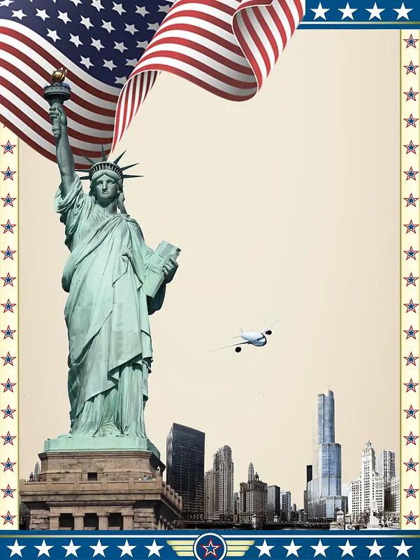 畅游美国旅游促销海报背景