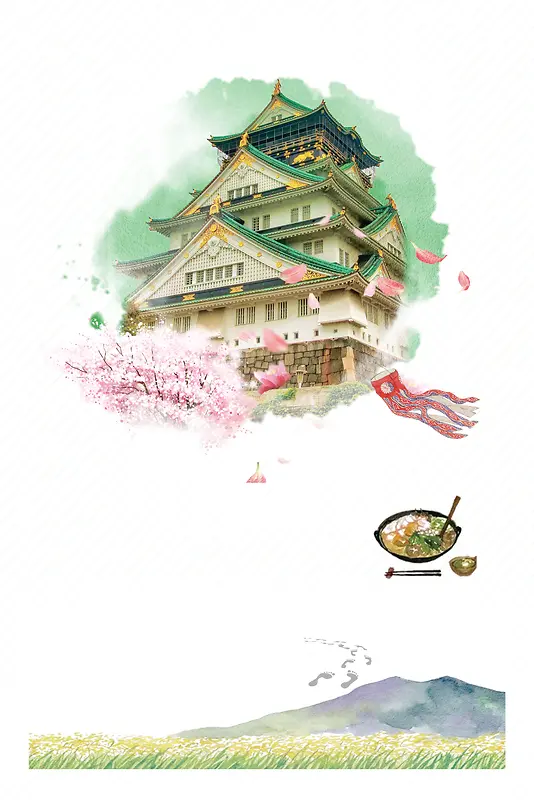 日本大阪旅游风光宣传海报背景素材