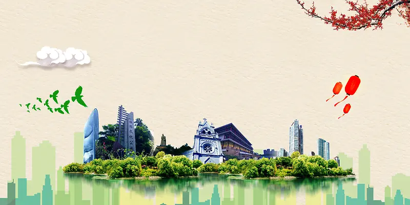 厦门景点印象旅游文化海报背景素材