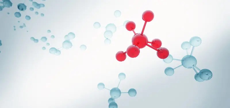 红色的分子结构三维图