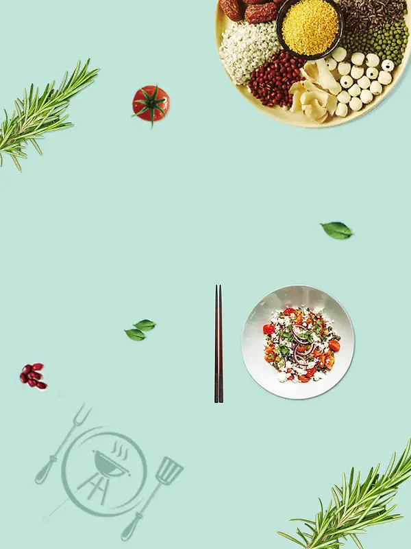 小清新健康餐素食海报背景模板